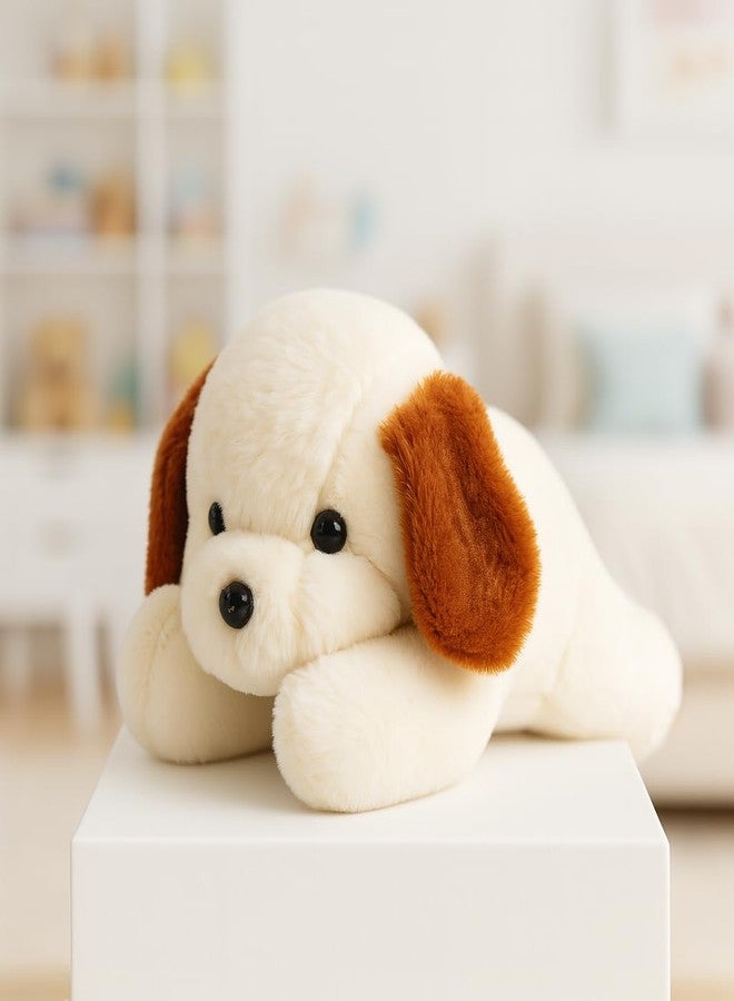 Storio Soft Plush Lying White Puppy Stuffed Animal | Kids Animal Home Decor for Boys & Girls Soft Dog Plush Toy - 25cm - Image 1